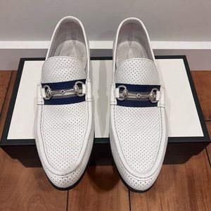 Gucci white slip on loafers